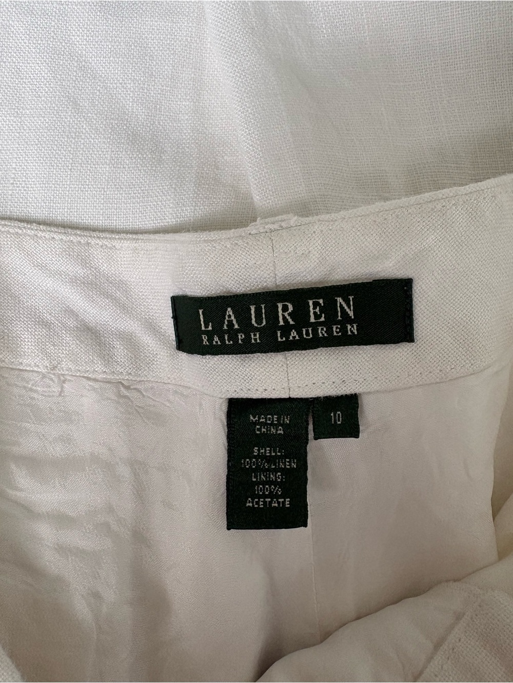 Lauren Ralph Lauren White 100% Linen Pants Size 10 Fully Lined Straight Leg - Picture 9 of 10